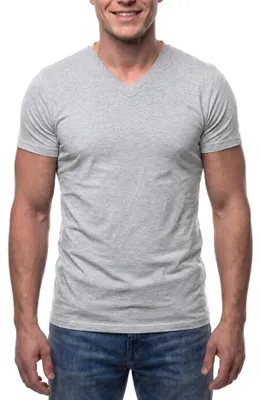 Produktbild von Mivaro Herren T-Shirt mit V-Ausschnitt in Grau meliert - kurzarm V-Neck Shirt aus 93% Baumwolle / 7% Viskose, Regular Fit, feinmaschiges Gewebe, Größen S bis 5XL