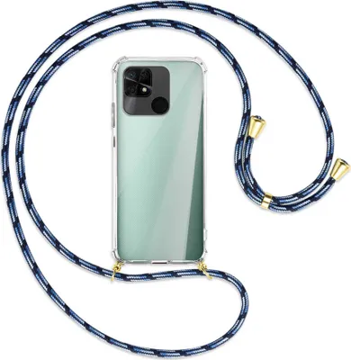 Produktbild von Handykette Backcover-Schutzhülle mit Band (Metall goldfarben) für Xiaomi Redmi 10C - Blautöne