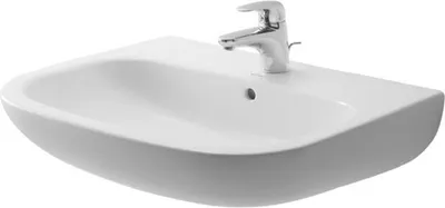 Obrázok produktu pre DURAVIT D-Code umývadlo, 65 x 50 cm, bez špeciálnej glazúry, otvor na batériu: uprostred, s prepadom, biele