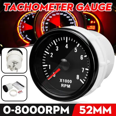 Obrázok produktu pre 52mm tachometer Displej Prídavný prístroj Tachometer Benzínový motor 8000RPM 12V