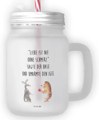 Produktbild von Mr. & Mrs. Panda Glas Hase Igel - Transparent - Geschenk, Mit Schraubdeckel, Mason Jar, Becher Strohhalm, Trennungsschmerz, und, Trinkglas, Cocktailglas, Lustige Sprüche