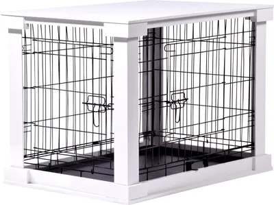 Produktbild von dobar Hundekäfig aus Holz mit Tischoberfläche für innen, Hundebox Indoor, 83 x 55 x 59 cm, weiß