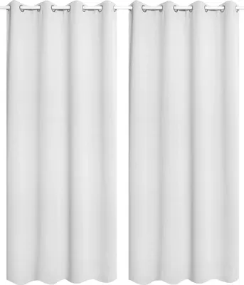 Produktbild von WOLTU 2er Set Gardinen, Blickdicht mit Ösen, Grau Weiß, 135x245 cm