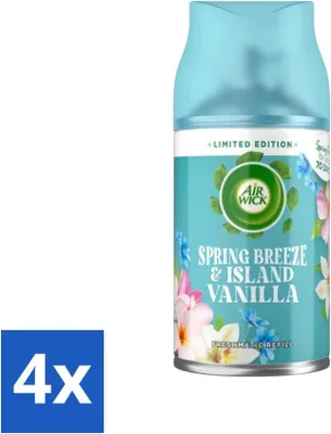 Produktbild von Air Wick - Lufterfrischer Nachfüller - Frühlingsbrise & Inselvanille - Automatisches Spray - 250 ml - Vorteilspack - 4 Stücke