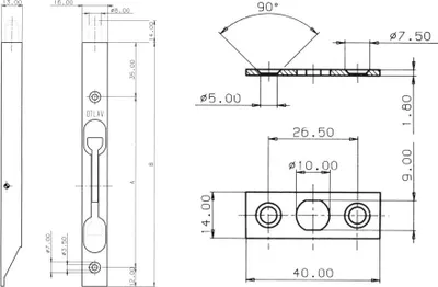 Zdjęcie produktu dla OTLAV obudowa wlotu klamki ze składaną dźwignią typ 260, 200 mm, ocynkowana, srebrna