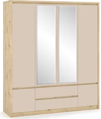 Obrázek produktu pro nabbi Čtyřdveřová šatní skříň se zrcadlem Daicos W-4D2DRWS - dub artisan / champagne