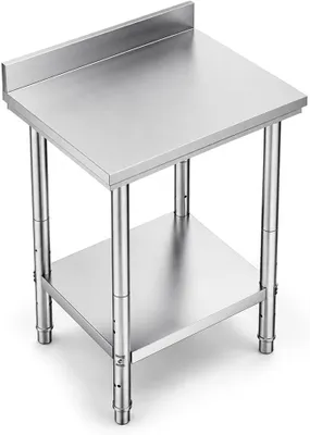 Imagen del producto de Mesa de trabajo de acero inoxidable con estante inferior, ideal para cocina y restaurante