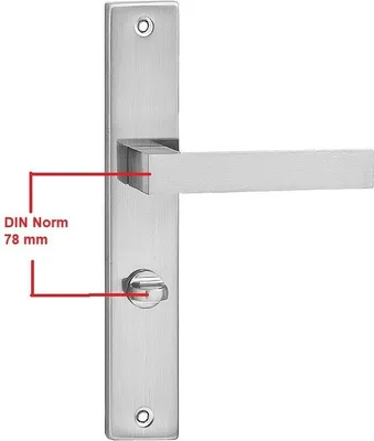 Produktbild von Türgriff QUBIK Nickel gebürstet WC Lochabstand 78mm Türbeschlag Langschild Drückergarnitur