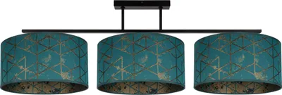 Produktbild von Deckenlampe Metall Stoff Schwarz Grün E27 3-flammig länglich Modern Deckenleuchte