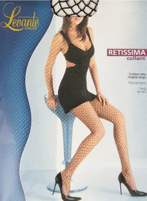 Zdjęcie produktu dla Rajstopy damskie z elastycznej siateczki LEVANTE artykuł RETISSIMA, Czarny, 3/4 - L/XL, Poliamid 79%, Elasthan 21%