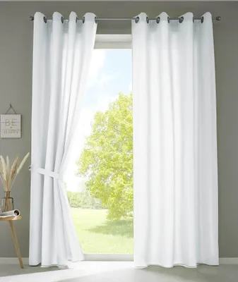 Produktbild von 2er Set Vorhänge Schal Ösen »Berlin« HxB 225x140 cm Weiß Blickdicht Microsatin Lichtdurchlässig Uni Matt, 20405N2