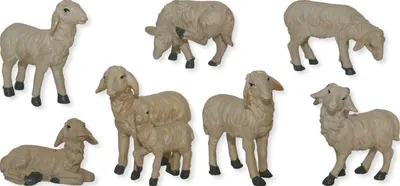 Produktbild von 7x FADEDA Schafe   / Höhe:3 cm / handbemalt / detailgetreue Krippen Figuren - Weihnachten Tisch Dekoration Krippe Zubehör