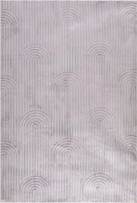 Produktbild von Teppich BOW waschbar 200 x 300 grau mit Shaggy Bogenmuster - Kurzflor rutschfest, schmutz- und wasserabweisend - ideal für Wohnzimmer und Kinderzimmer - strapazierfähig pflegeleicht