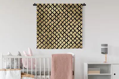 Produktbild von MuchoWow® Wandteppich Wandbehang Muster - Gold - Kariert 90x90 cm Tapisserie Dekoration Wandtuch - Wandaufhänger