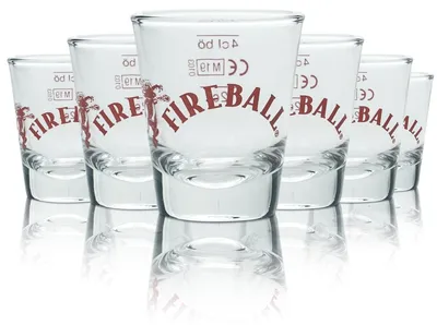 Produktbild von 6x Fireball Whisky Glas 2cl 4cl Shot Schnaps Gläser Stamper Kurze Zimt Pinnchen