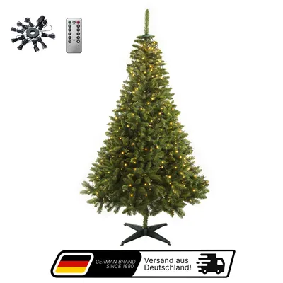 Produktbild von Aurelia Home Weihnachtsbaum 220 cm, PVC, mit LED-Baummantel Weihnachtsbaum künstlich wie echt, Weihnachtsbaum mit Beleuchtung, Lichtketten mit Ring