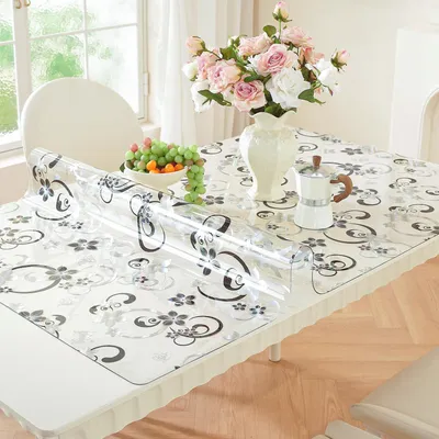 Produktbild von Transparente Tischfolie mit Blumenmuster 70 x 110 cm, 2 mm dick