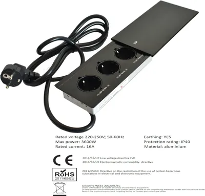 Produktbild von Gniazdo do zabudowy Czarna komora kuchenna [ 3x240V ] MB3
