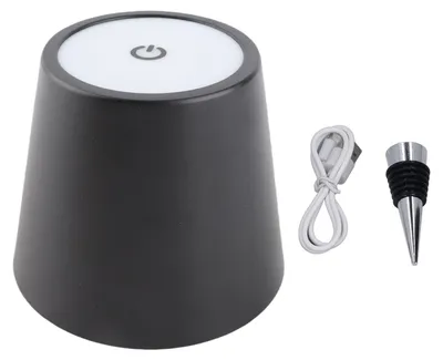 Obrázek produktu pro Bezdrátová láhevová lampa, 3 barevné teploty, RGB, plynulé stmívání, dobíjecí dotyková LED lampa na víno pro bary, restaurace, černá