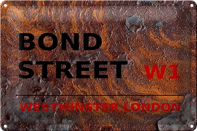 Produktbild von Blechschild London 30x20cm Bond Street W1 Rost