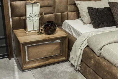 Obrázek produktu pro noční stolek noční stolek do ložnice hnědý loft moderní