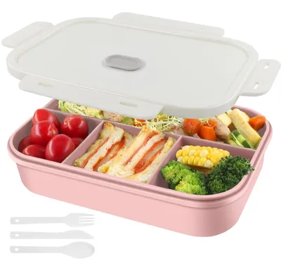 Bento-Box 1400 ml, 4 Fächer, auslaufsicher, BPA-frei, rosa