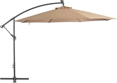 Image de Parasol de jardin avec mât en aluminium, parasol de balcon, parasol de marché, pour jardin, parasol de balcon, parasols, parasol de balcon, 350 cm, couleur taupe