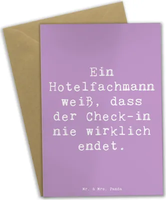 Produktbild von Mr. & Mrs. Panda Grußkarte Spruch Hotelfachmann Lebensweisheit - Lavendeltraum - Geschenk, dankeskarten, Dienstbereitschaft, Verwaltung, Grußkarten, Check-out, Rezeption