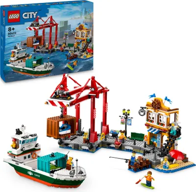 Produktbild von LEGO City Hafen mit Frachtschiff, Bauspielzeug für Jungen und Mädchen ab 8 Jahren, Geschenkidee für Kinder, Containerkran, Schiff-Spielzeug und 8 Minifiguren 60422