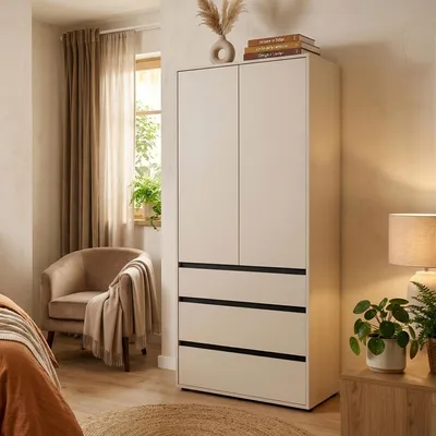 Immagine prodotto di Vimercatii - Guardaroba 2 Ante, 93x211h cm Bianco, Appendiabiti