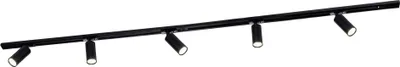 Produktbild von Ledvion - Schienensystem lampen, 2m, 1-Phasen, ohne GU10 Leuchtmittel, Schwarz, 5-flammig Spot, spotlight, deckenspot, deckenstrahler, strahler lampe