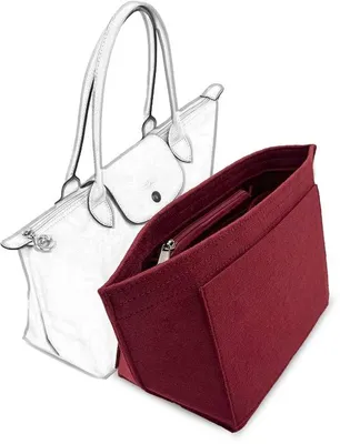 Produktbild von Handtaschen-Organizer aus Filz, Weinrot, Größe S, mit Reißverschlussfächern, 5 Innen- und 2 Außenfächern
