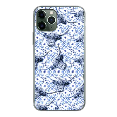 Produktbild von MuchoWow® Handyhülle Schutzhülle Hülle für iPhone 11 Pro Delfter Blau - Tiere - Schottischer Highlander Silikon Softcase Handy Hülle - Handy