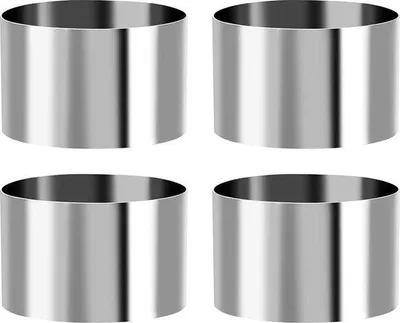 Produktbild von Dessertringen aus Edelstahl, 4 Stück, 8 cm Durchmesser, 5 cm Höhe, runde Form