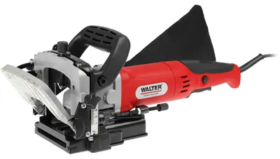Produktbild von WALTER Flachdübelfräse 900 W, Nutfräse, Fräsmaschine Holz, mit 60 Flachdübel, Holzverbindungsfräse, winkel- und höhenverstellbar, für ein präzises Erstellen von Holzverbindungen