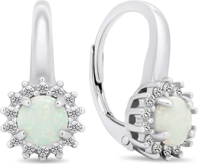 Image de Magnifiques boucles d'oreilles en argent avec zircons et opales EA382W