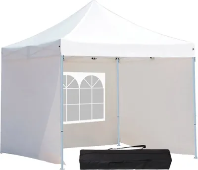 Obrázok produktu pre Záhradný pavilón rôzne tipy- biely+bočné steny+prenosná taška-2,9x2,9 m