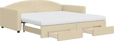 Obrázok produktu pre vidaXL Rozkladacia posteľ so zásuvkami krémová 100x200 cm Látka