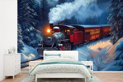 Produktbild von Fotobehang mit Kersttreinmotiv, 600 x 400 cm, Weiß
