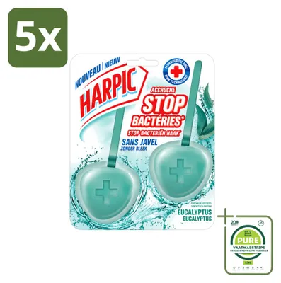 Produktbild von 5 x Harpic Toiletblock Eucalyptus - Ohne Bleiche - 40 g - Großpackung - 5 Stücke