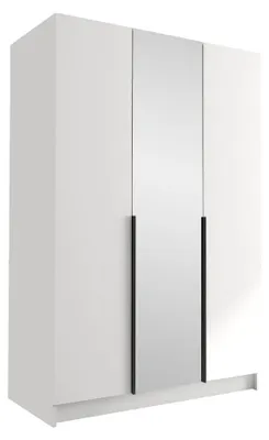 Produktbild von MIRJAN24 Kleiderschrank Calia II, Schlafzimmer, Drehtürenschrank, mit Kleiderstange, Modern, Garderobenschrank, Metallgriffe (Farbe: Weiß / Weiß + Schwarz)