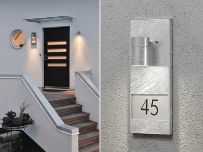 Produktbild von LED Außenwandleuchte zur Hausnummernbeleuchtung, Außenleuchte Downlight, Silber