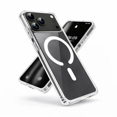 Produktbild von Magnet Handy Hülle passend für Apple IPhone 17 Pro Max Schutzhülle mit Kameraschutz Tasche Schutz Case kompatibel mit Magsafe TPU Silikon transparent