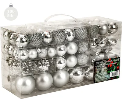 Produktbild von 100 teiliges Set Lamettini Silber Weihnachtskugeln Spitze Lametta Anhänger