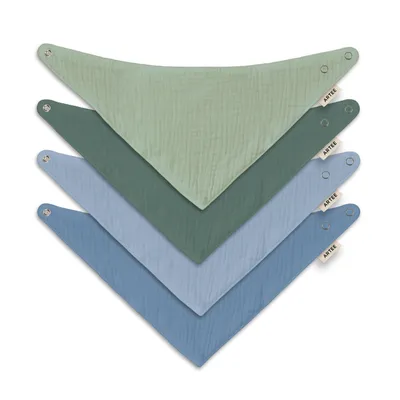 Produktbild von Musselin Halstücher Set 4 Stück Größe S Dreieckstücher Spucktücher Baumwolle Lätzchen Baby und Kleinkind