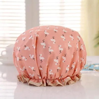 Obrázok produktu pre Go Go Gadget – „Sprchová čiapka s oranžovým flamingom – vodotesná a dvojvrstvová – doplnok do dámskej kúpeľne.“