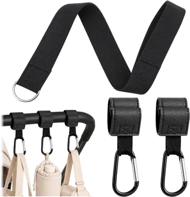 Produktbild von Kinderwagenhaken aus PU, 2 Stück, schwarz, mit Polsband, für Kinderwagen