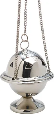 Produktbild von Weihrauchschwenker mit Kette 30cm Messing Räuchergefäß Deko Silbern 7529