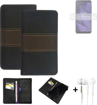 Produktbild von K-S-Trade Handyhülle + Kopfhörer kompatibel mit Sharp Aquos V Schutzhülle Walletcase Bookstyle Tasche Schutz Case Hülle Wallet Cover Kunstleder