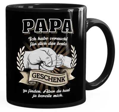 Produktbild von Kaffee-Tasse Papa Wir haben versucht für dich das beste Geschenk zu finden Sohn Tochter Vatertag Moonworks® Ich uni - schwarz standard